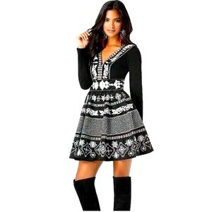 Elegant Black and White Patterned Dress